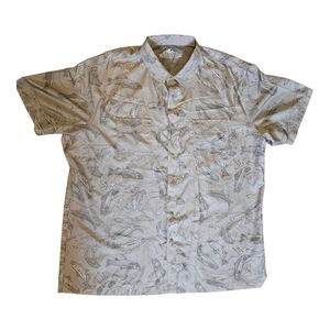 Croft & Barrow Quick Dry Trout Fish Print Shirt XXL Gray Short Sleeve Button Up